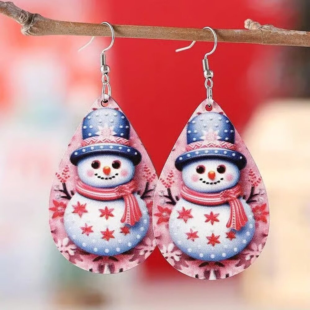 Adorable Christmas SNOWMAN Dangle Earrings